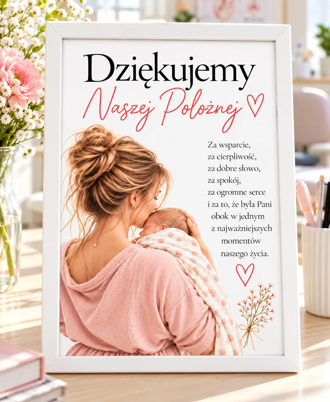 Dziękujemy naszej położnej - plakat w ramce