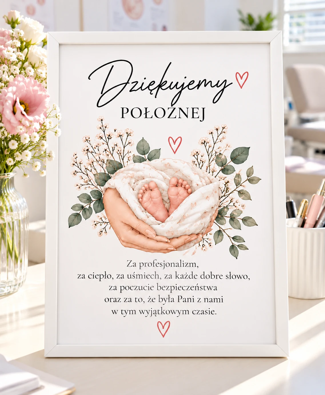Dziękujemy Położnej - podziękowanie w ramce