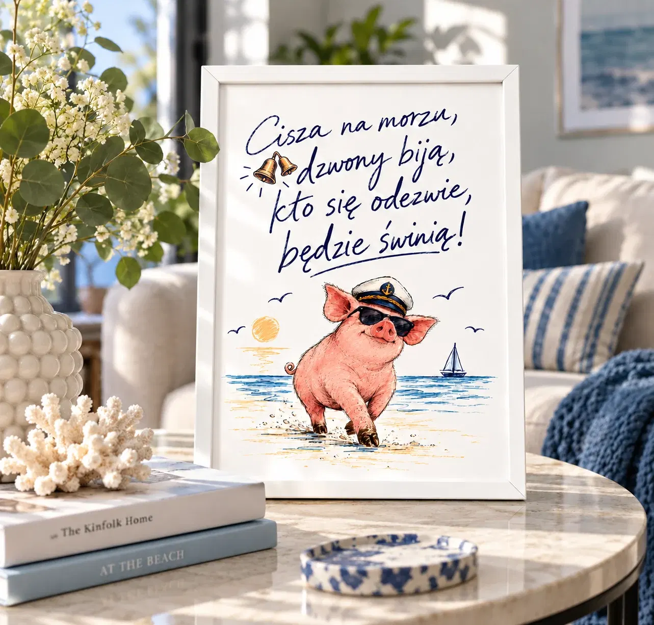 Cisza na morzu - świnia kapitan - plakat z ramką