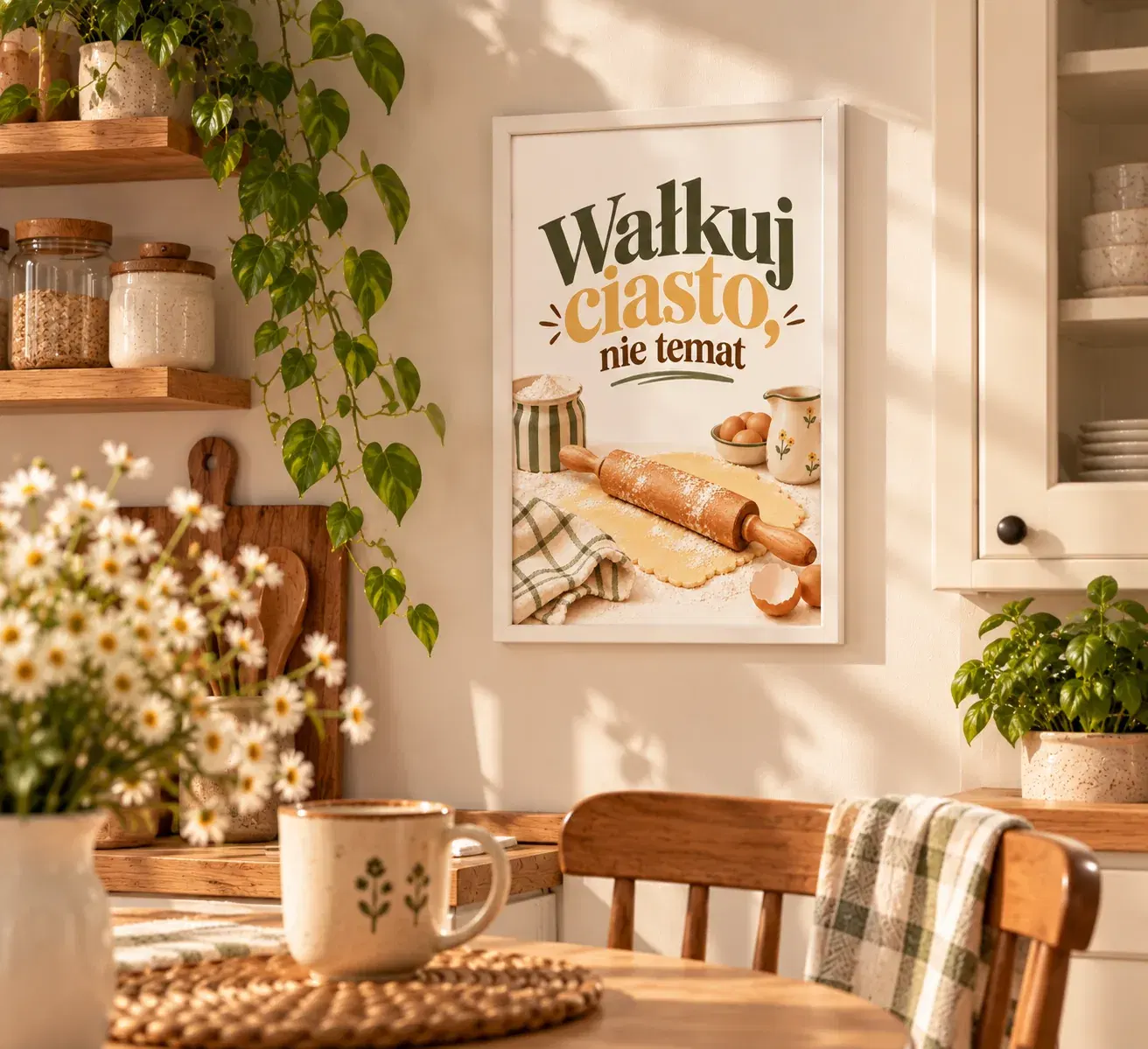 Plakat Wałkuj ciasto, nie temat na ścianie w kuchni
