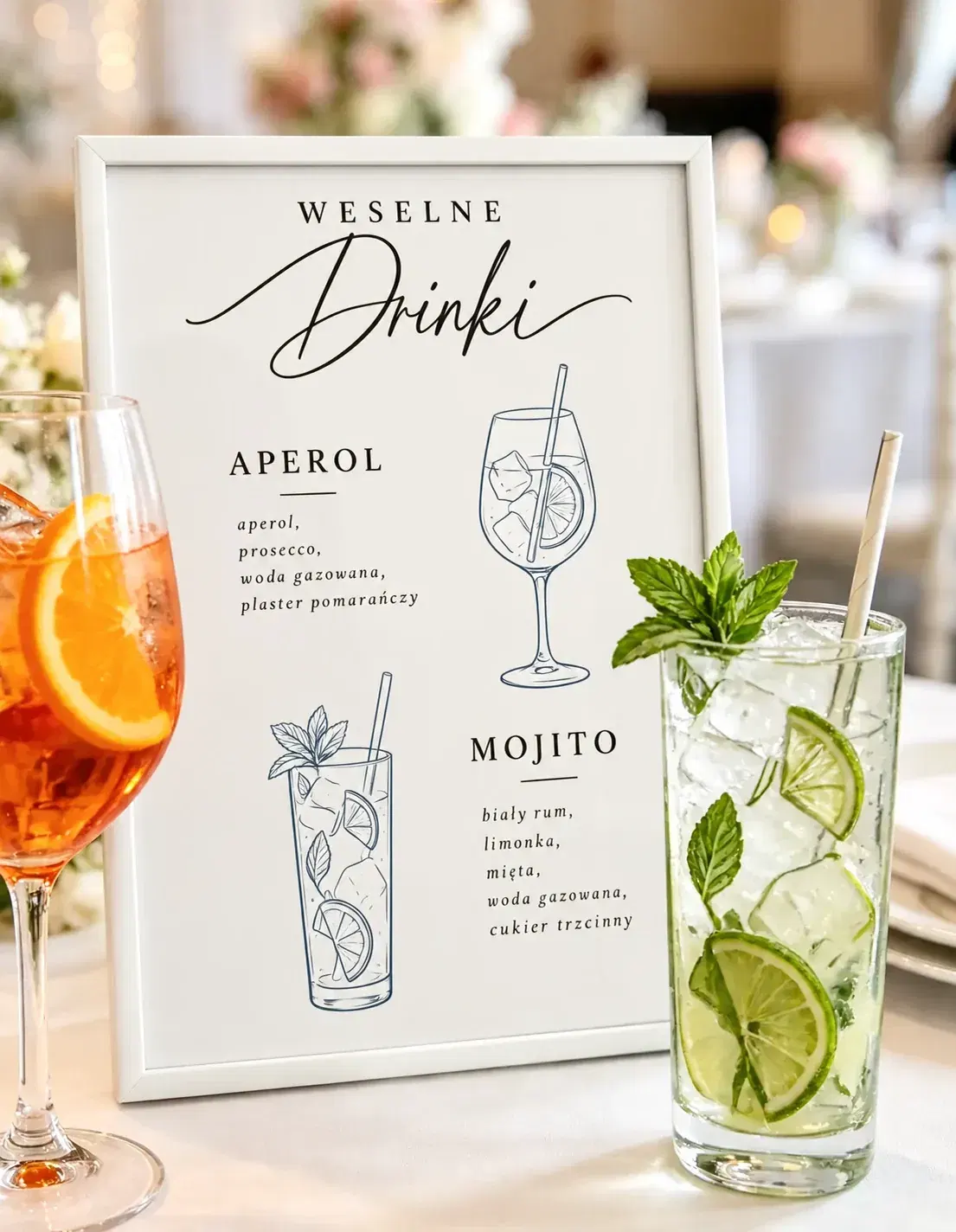 Weselne Drinki – plakat z ramką