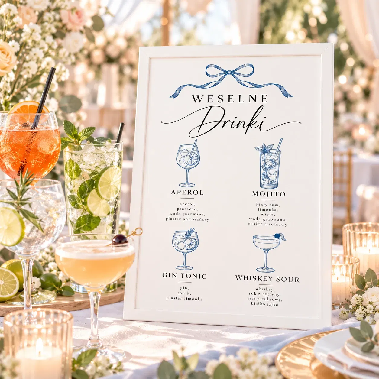 Weselne Drinki – plakat z ramką